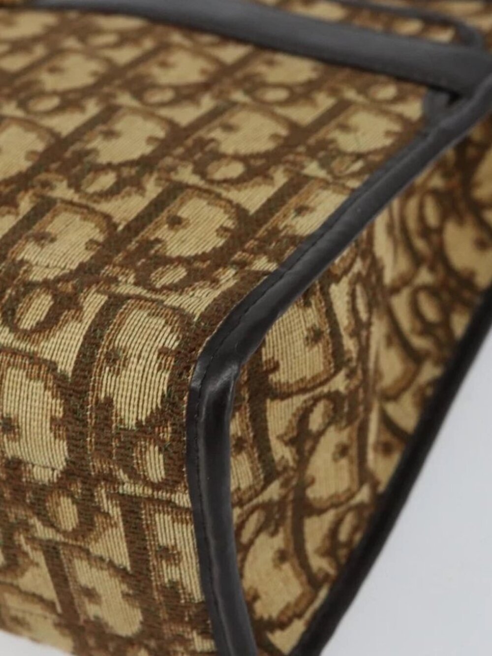 Christian Dior Trotter Canvas Shoulder Bag Beige Gold Auth - Picture 11 of 15